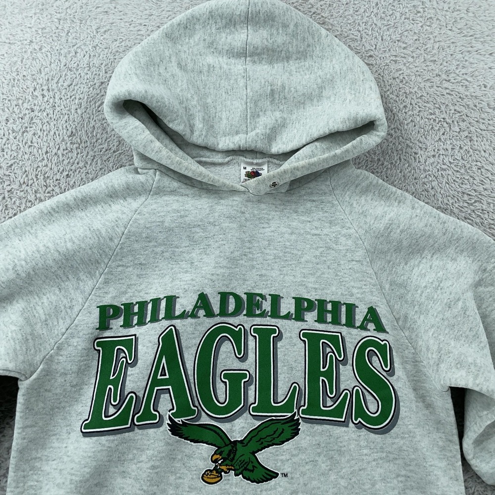 Vintage Philadelphia Eagles Hoodie CROP FIT XS Gray‎ NFL Football 90s Pullover